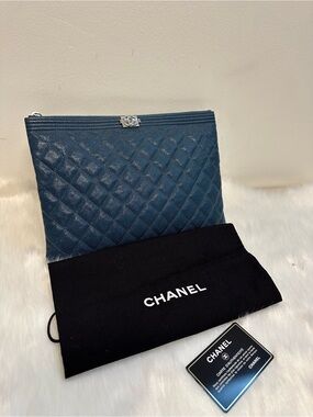 CHANEL Quilted Zip Clutch